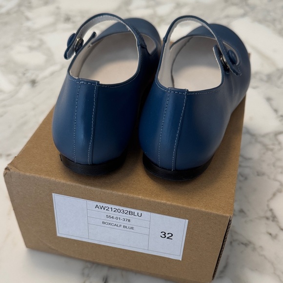 Pepa London Classic Mary Jane Flats in “Boxcalf Blue” - Picture 3 of 5